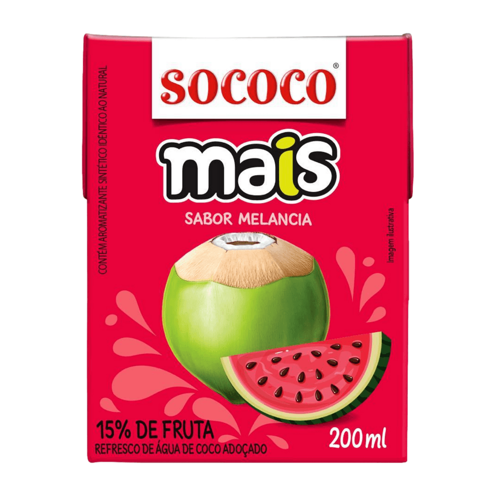 Água De Coco Melancia Sococo Mais 200ml